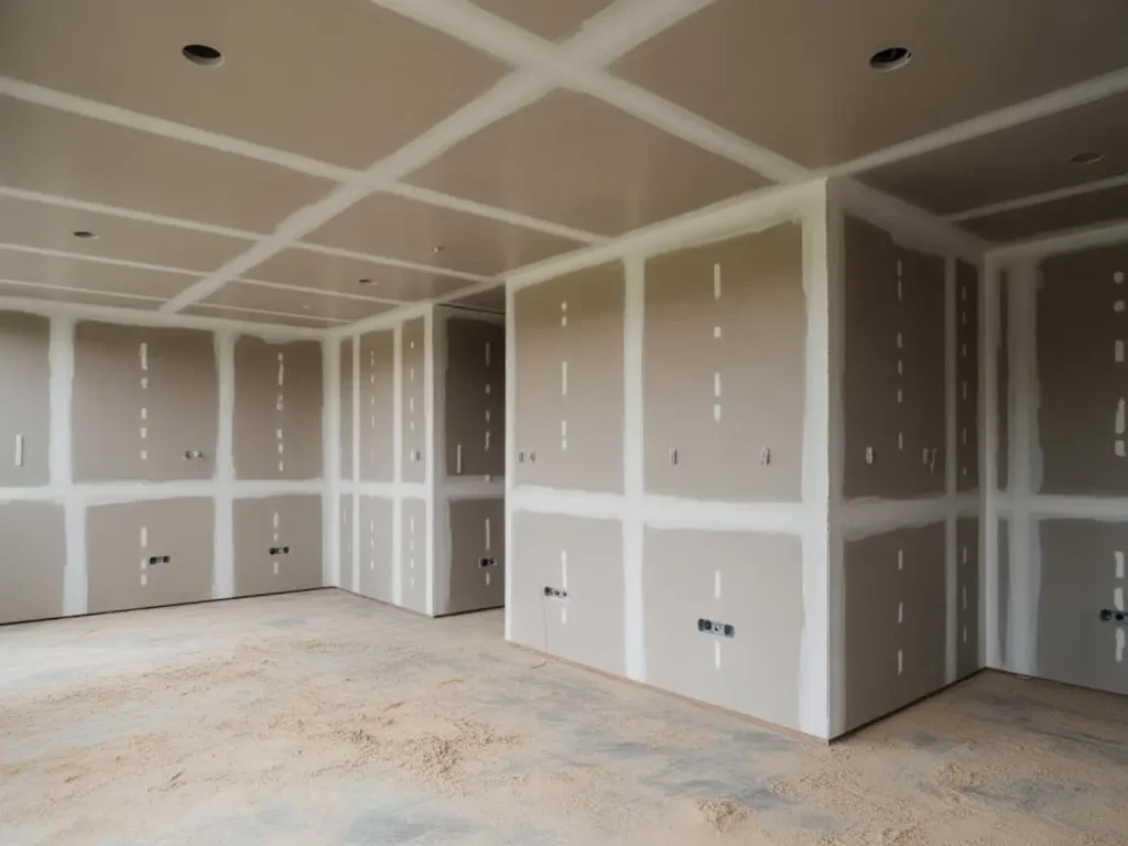 Interior en obra con division de espacios con tabiques de pladur en albacete